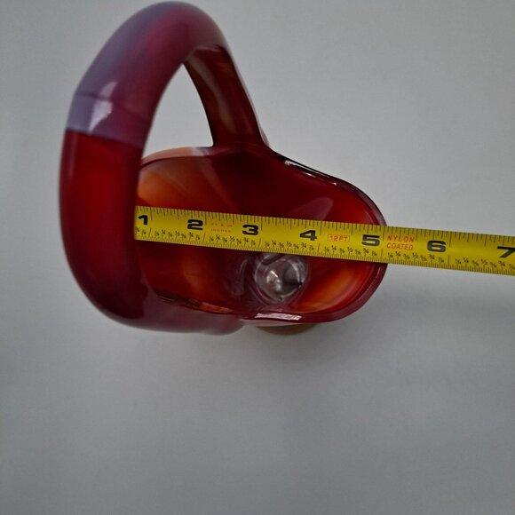 Imperial Slag Glass Basket Swirled Red & White Design Vintage Decorative Piece - Picture 8 of 16